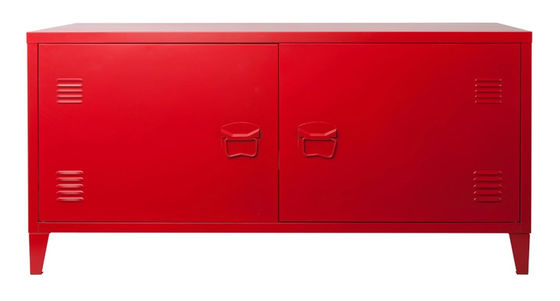 Czerwona metalowa ściana pyłoszczelna szafka pod telewizor