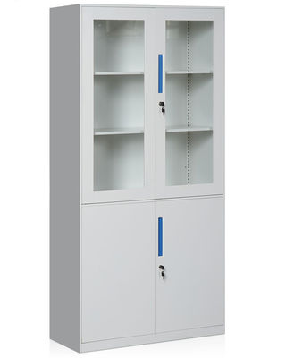 Szklana i stalowa 4-drzwiowa szafka na dokumenty Biurowa szafka na książki ze stali KD Struktura