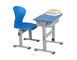Niebieskie pojedyncze biurko i zestaw krzeseł dla ucznia, stół do pisania dla dzieci w klasie